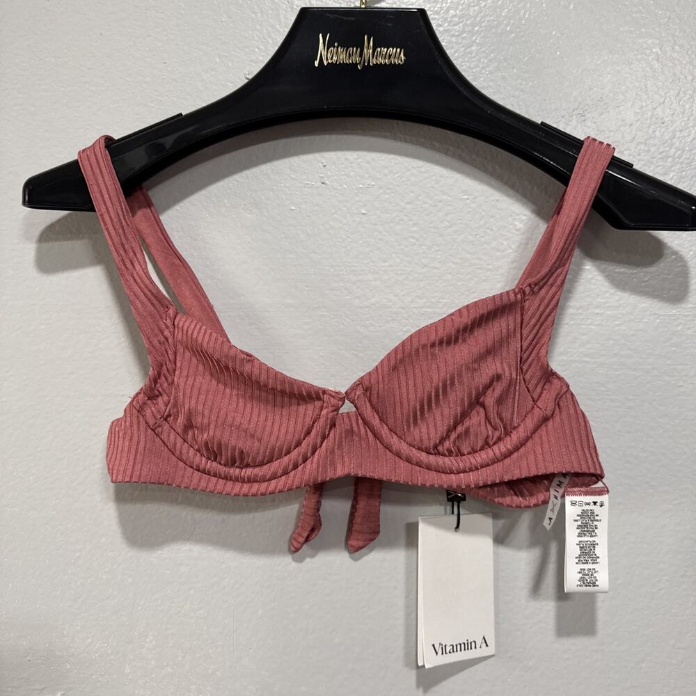 Vitamin A Ribbed Demi Underwire Swim Top in Sunkissed Shimmer XS Beach Pool